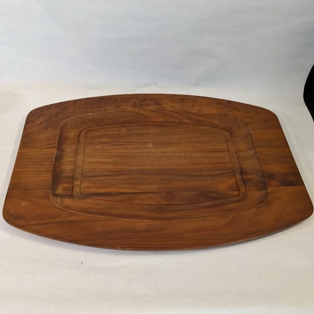 Vtg Gladmark Burbank Teak Wood Aluminum Steak Sizzler Platter Tray MCM Vintage